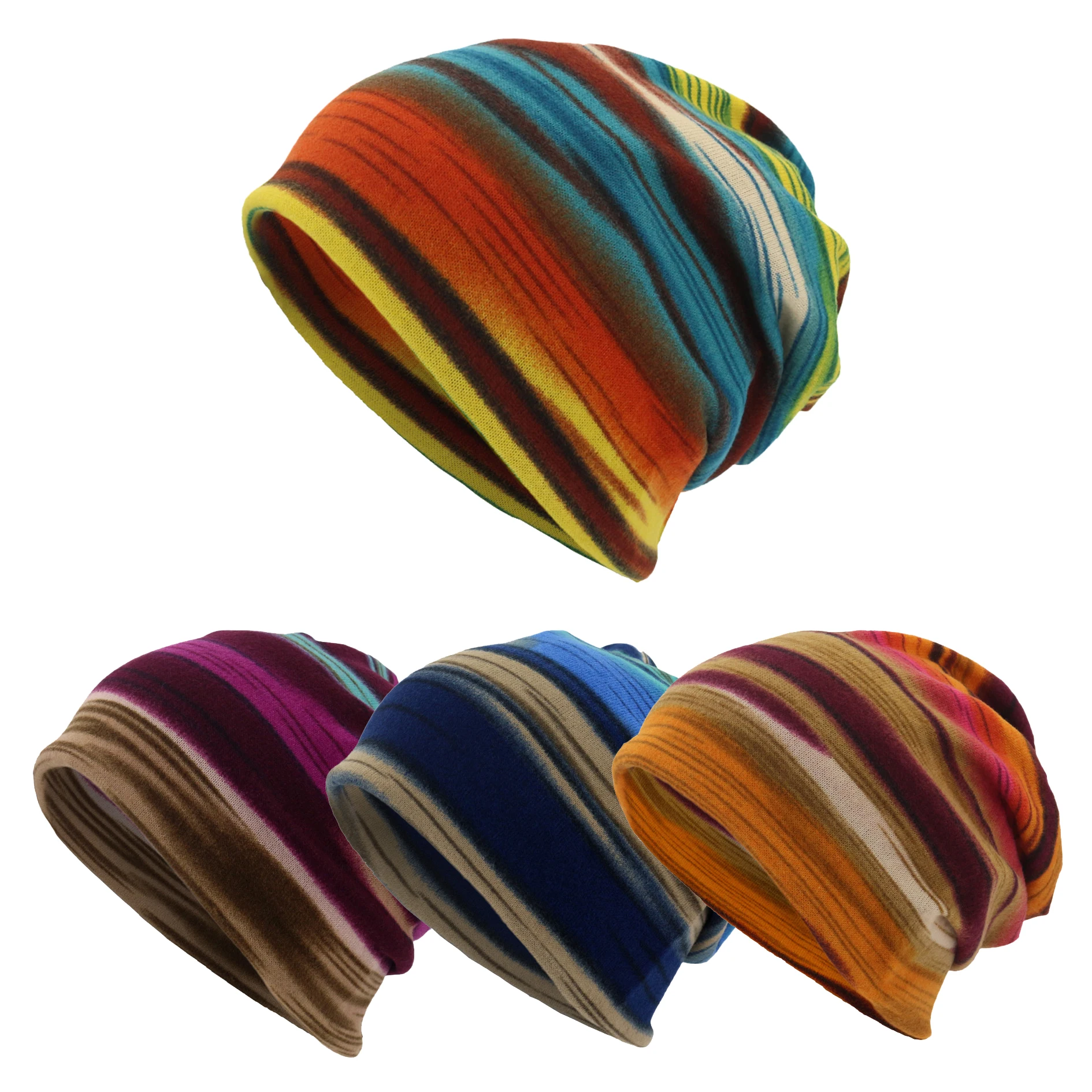 Spring and Autumn Style Men's and Women's Twisted Hat, Neck Pullover Hat, Stripe Printed Dual Purpose Hat, Headband Hat