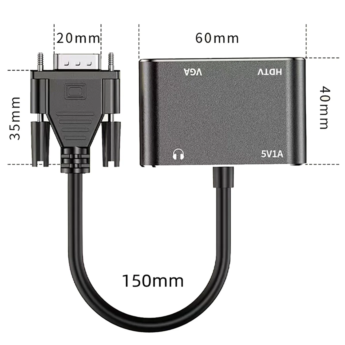 Efficient VGA to HDTV + VGA Converter Computer Connect Monitor Tv Dual Screen