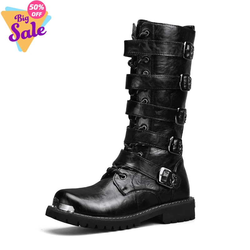 

Мужские мотоциклетные ботинки, повседневные классические высокие ботинки на четыре сезона, уличные ботинки больших размеров, модные защитные ботинки.