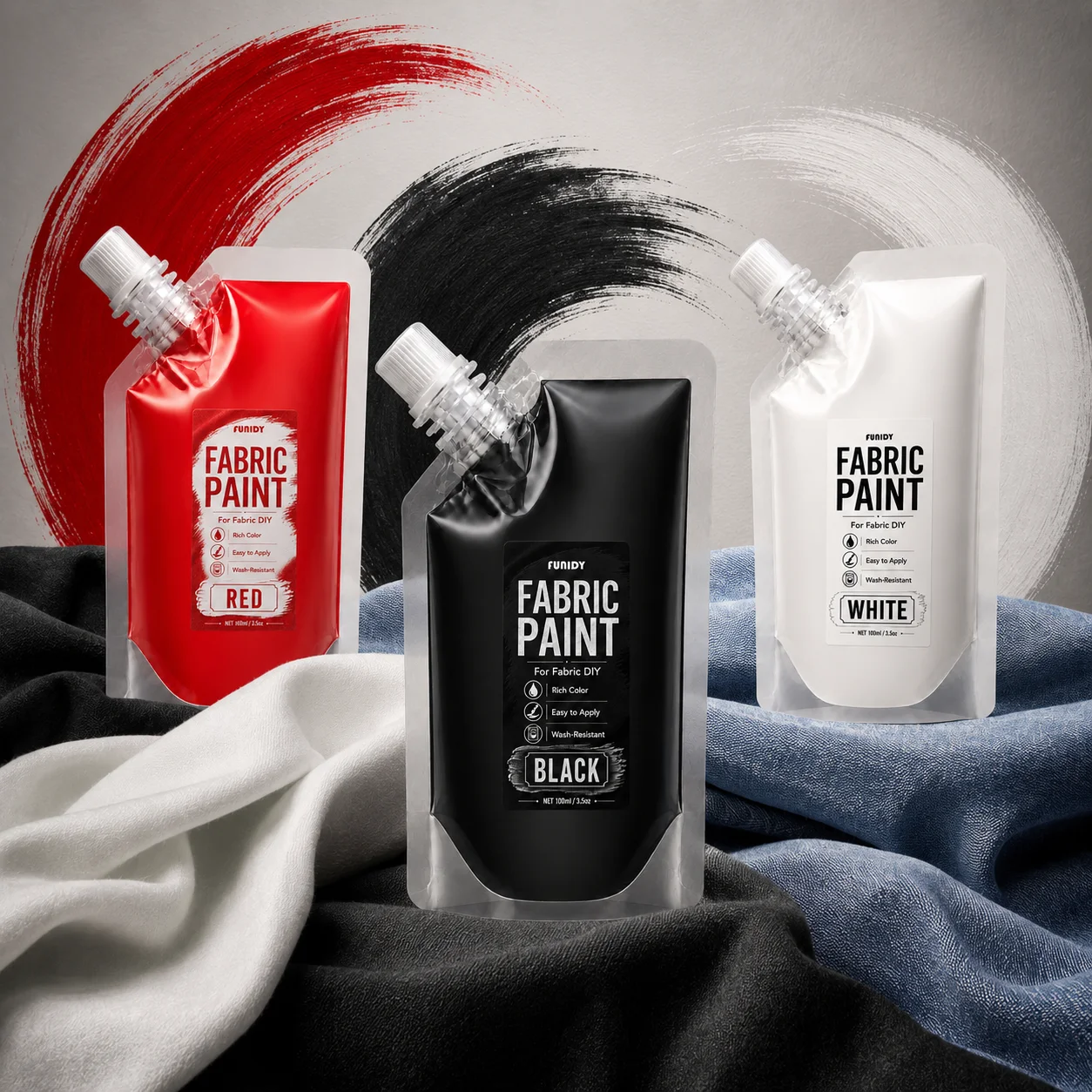 Fabric Paint 1 Bottle, 100ml  -for Clothes Permanent, , Art Tools for T-shirts, Shoes, Jeans, Canvas Bags, DIY Projects