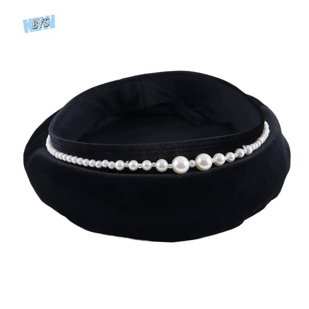 

Vintage Simple Autumn Winter Girl Pearl Painter Hat Korean Style Hat Velvet Berets Women Octagonal Cap