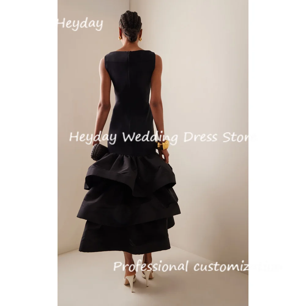 Heyday Crepe O-Neck Mermaid Ankle-length Dresses Tiered Ruched Classics Draped Formal Occasion Evening Party Pretty Dresses 2024