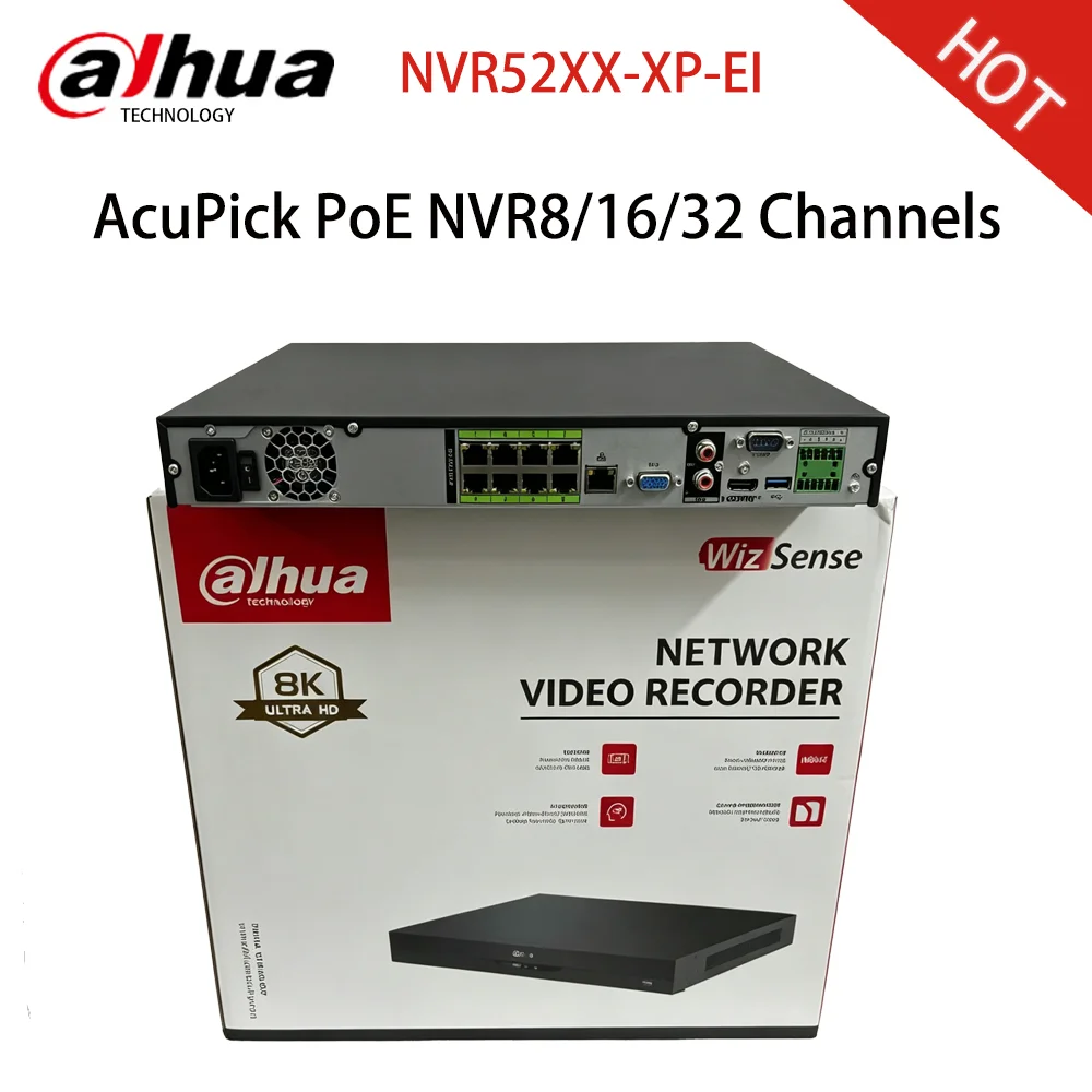 Dahua NVR5208-8P-EI NVR5232/16-16P-EI WizSense 8 16 32CH PoE NVR AcuPick Smart Ai Video Recorder Support 32MP 8MP 4MP Camera WEB