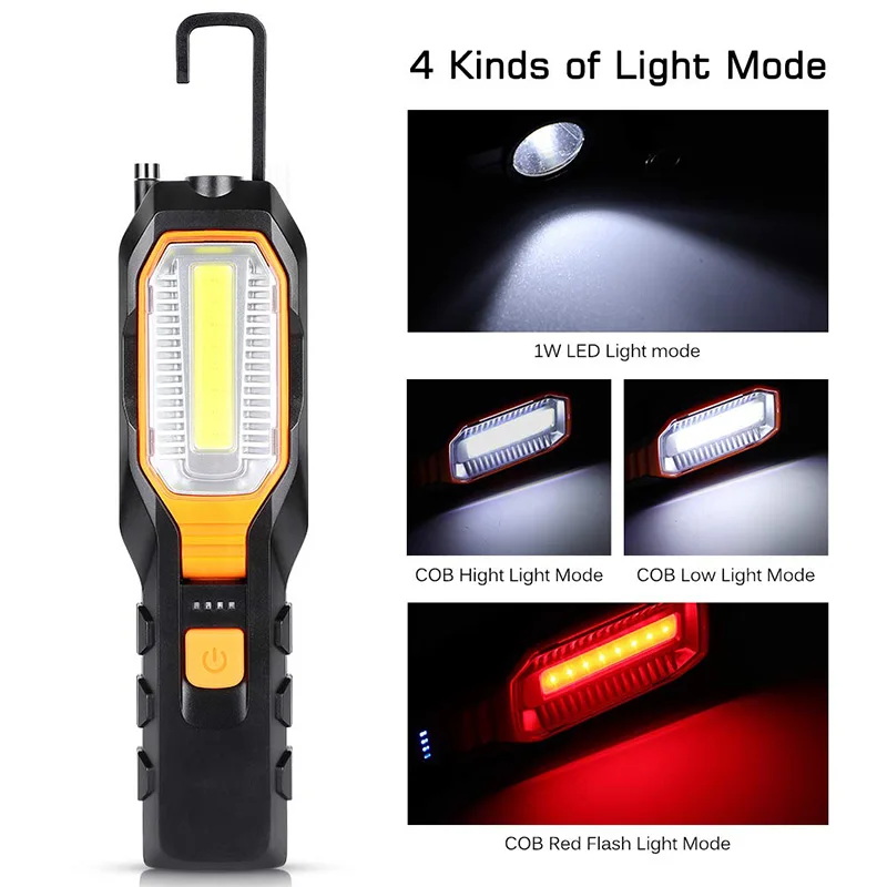 Portable COB LED Work Light Car Garage Mechanic Lamp USB Rechargeable Torch Outdoor  Camping Emergency Light Warning Light