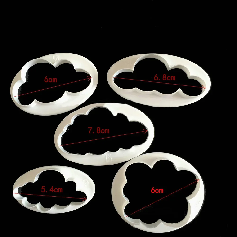 5PCS Cloud Shape Cookie Cutter Made 3D Printed Fondant For Cake Decorating Tools Bakeware Tools For Kitchen Dining