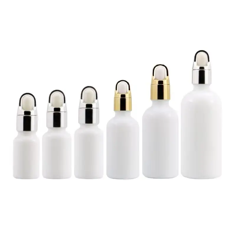 

10pcs 10ML 15ML 30ML 50ML 100ML Glass Dropper Bottle White Porcelain Empty Refillable Serum Essential Oils Dropper Bottle