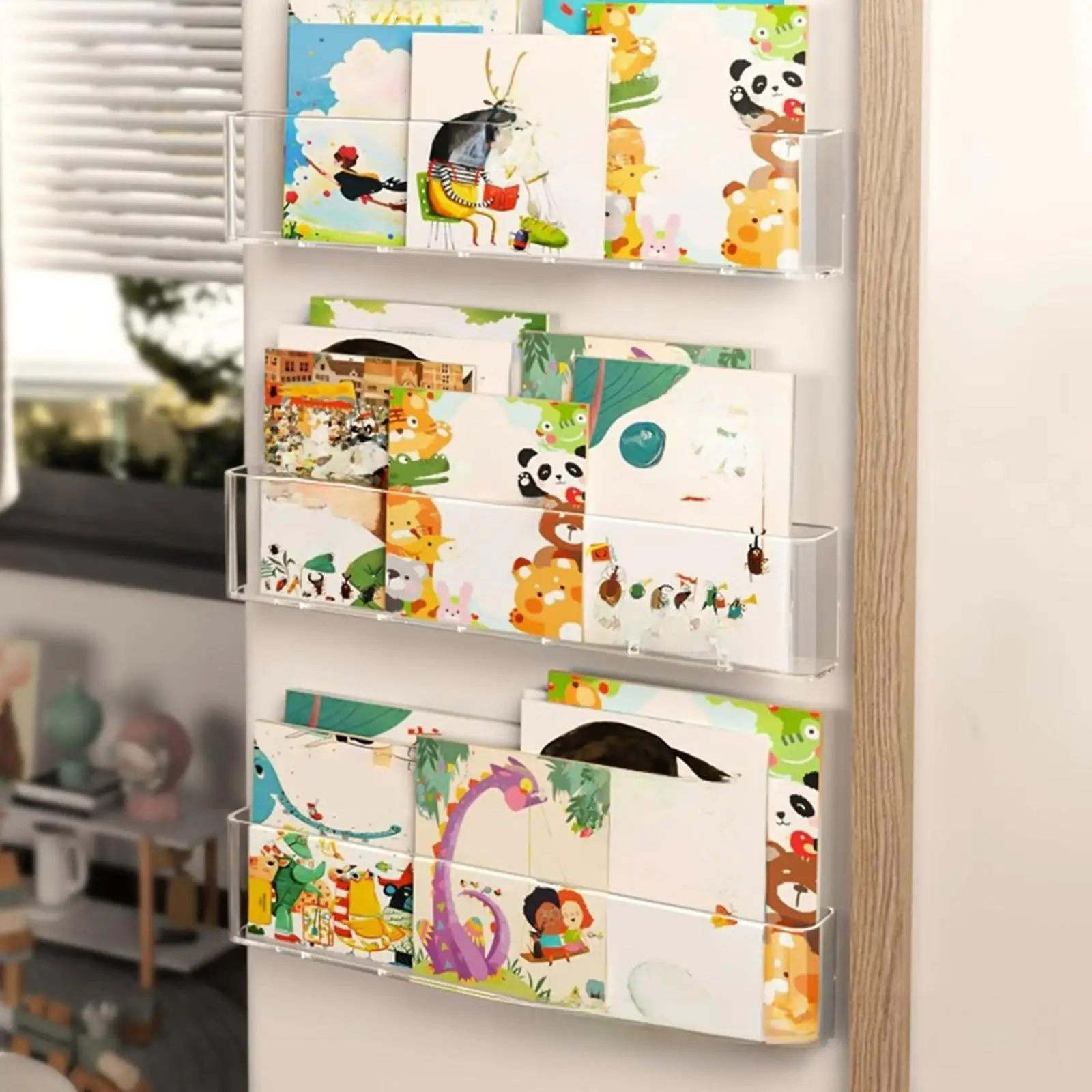 3x Kids Bookshelf Wall Mounted Classroom Bathroom Baby Floating Book Shelves