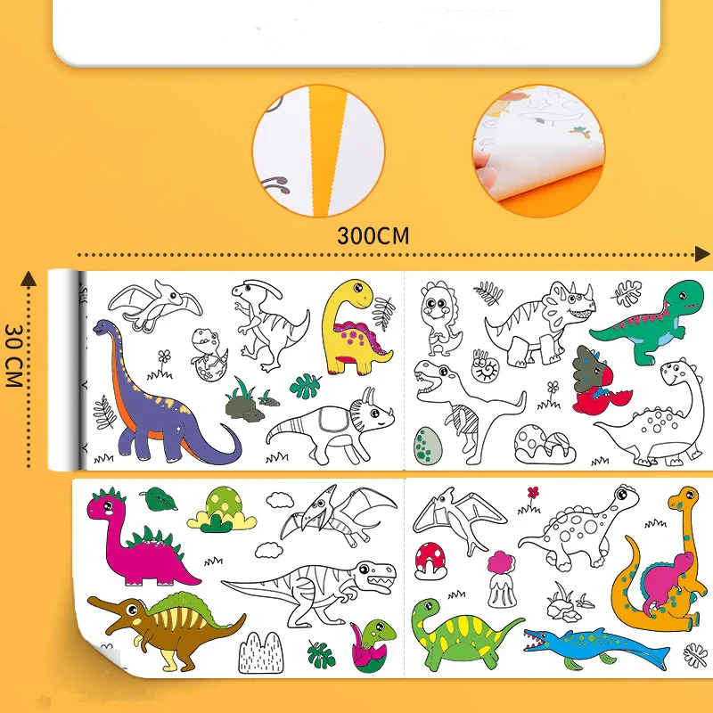 ม้วนกระดาษวาดภาพเด็ก DIY ม้วนกระดาษระบายสีสีเติมกระดาษกราฟฟิตี้ม้วนกระดาษตัดสำหรับเด็กวาดภาพของเล่นเพื่อการศึกษา