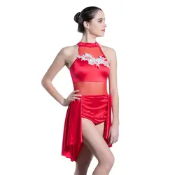 Halter Neck Red Ballet, Lyrical and Contemporary Dance Costume Dancing Dress for Adult Stage Show Costumes 19610