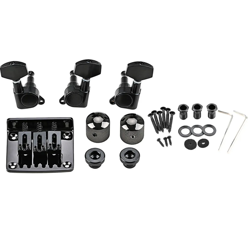 1Set 3 String Guitar Bridge Accessory Kit Premium Metal Replacement Parts for Three String Guitar Bridge Supplies