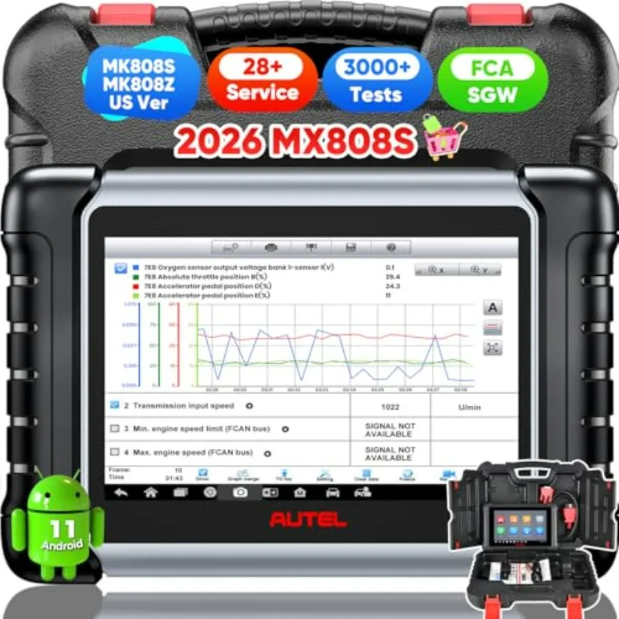 

Диагностический сканер MaxiCheck MX808S 2026 (версия для США) для MaxiCOM MK808S MK808Z: полнофункциональный двунаправленный диагностический инструмент с 3000+ активными тестами и 28+ сервисными функциями