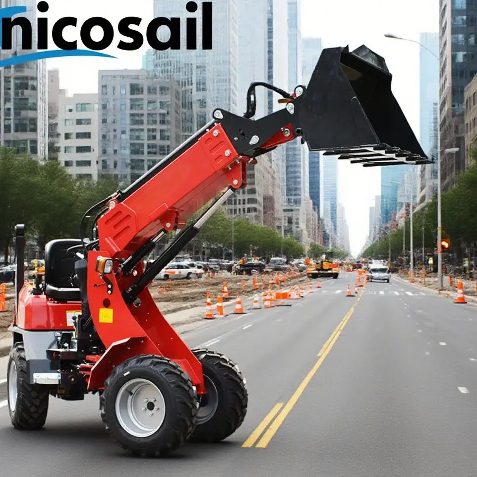 

Micro boom loader all terrain vehicle articulated hand belt small wheel telescopic arm front loader