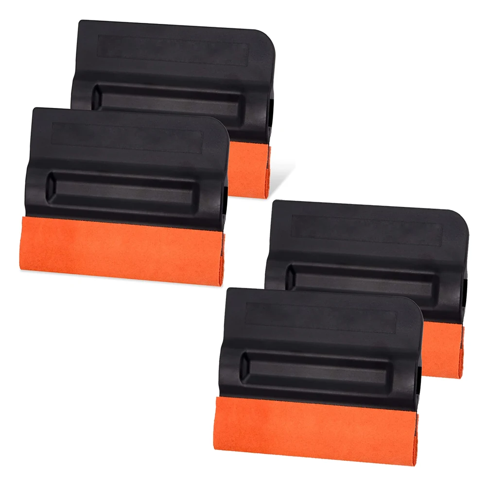 FOSHIO 4pcs Soft Suede Felt Squeegee Plastic Scraper For Window Tint Decal Vinyl Film Wrapping Car Wash Handy Water Wiper Tools