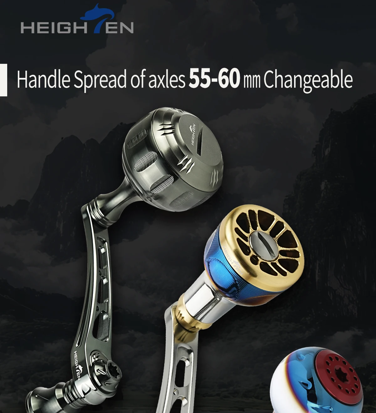 HEIGHTEN Spinnrolle mit Einzelgriff 55mm Austauschbar auf 60mm mit Knopf – Ersatzteile für Spinnrollen zum Bassangeln – Detail 2