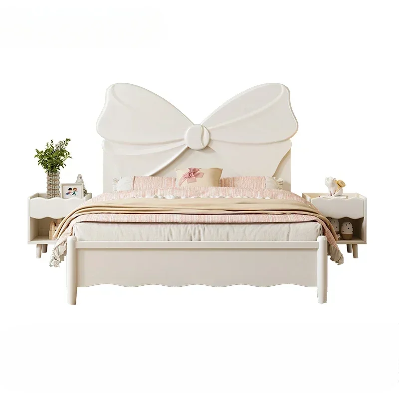 

French Style Elegant Childrens Bed Frame Girls White Luxury Solid Wood Bed Princess Loft Modern Cama Matrimonial Bedroom Set