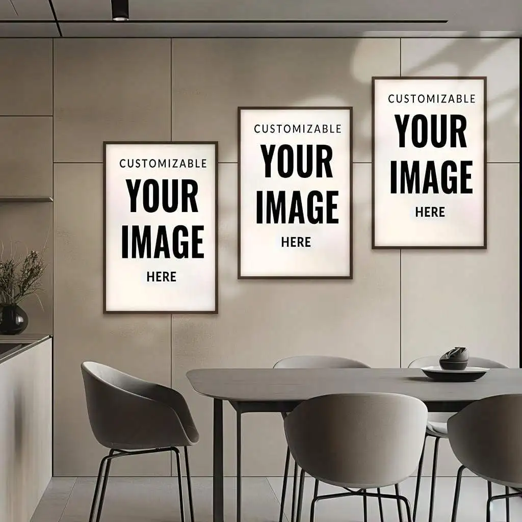 [مسطح [مسطح] 3 قطع من المطبوعات الفنية القماشية القابلة للتخصيص - صورة شخصية، رسوم متحركة، فيلم، حيوانات أليفة، زفاف، منظر طبيعي، وجدار الذكرى السنوية