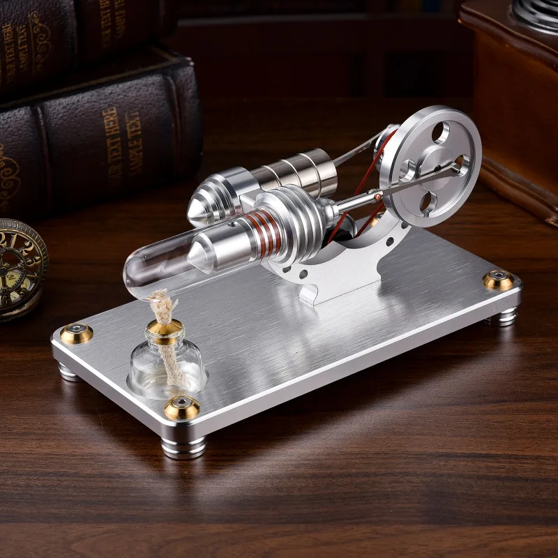 M14-03-L Precision Single Cylinder External Combustion Engine Model Brass Piston Generator Physical Toy