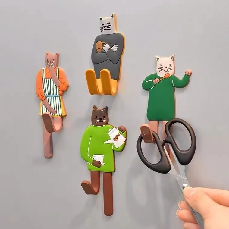 1 Stück Niedlicher Katzenförmiger Kühlschrankmagnet Ohne Bohren mit Dekorativem Haken für Küchenorganisation und Dekoration