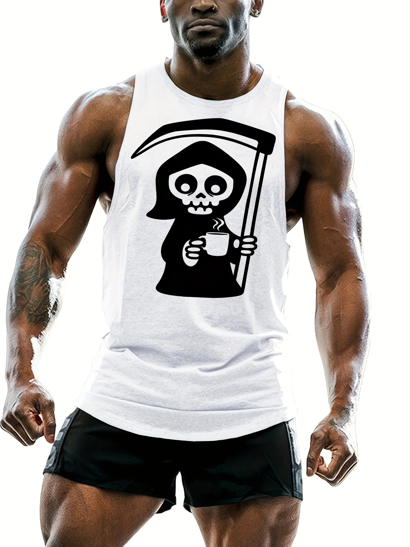 

Halloween-themed loose-fitting men's fitness workout sweatshirt