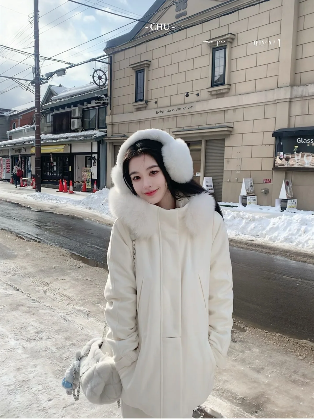 

Pink down Jaet Heavy Work Fabric Fur Collar Cus Dyeing Women's Winter Coat Detachable Hood White Du down Filling