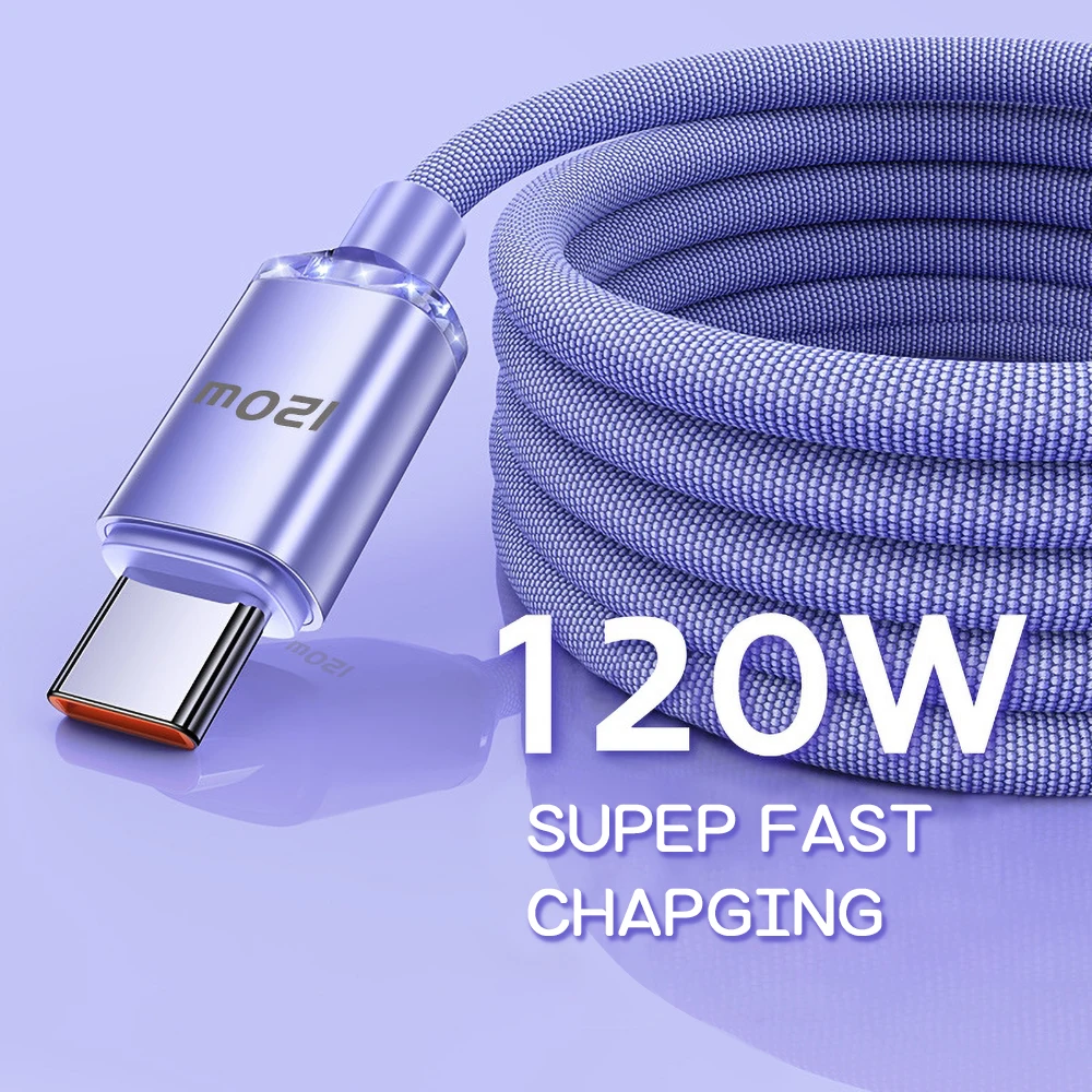 6A 120W USB-A to Type-C Fast Charging Cable Woven USB to Type-C Super Flash Charge Cord AntiBreak Reinforced Type-C Charger Wire