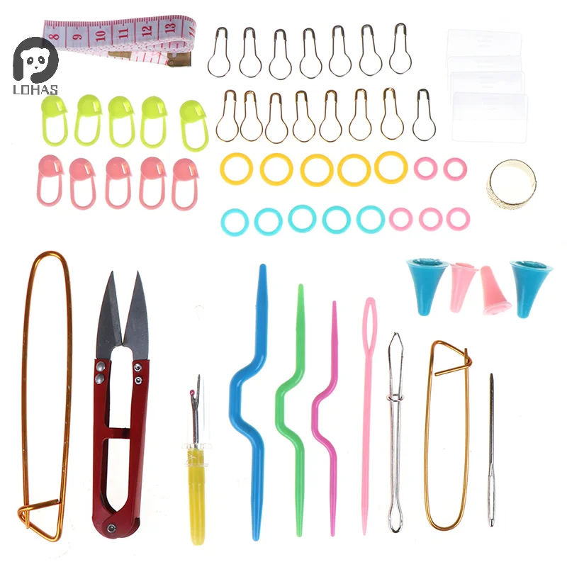 56 pcs Crochet Hook Knit Yarn Weave Knitting Needle Clip Marker Tool Set