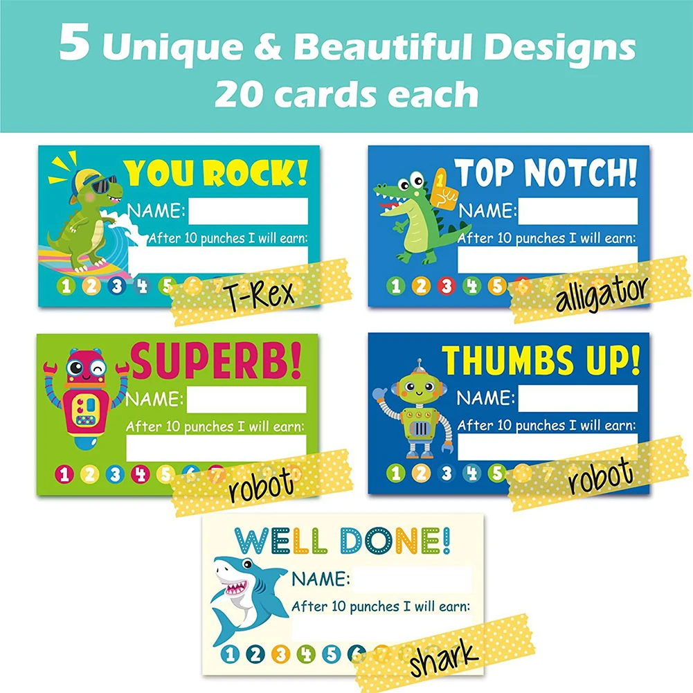 学校のロイヤルペニーリワード教室、実用的な教師パンチカード、耐久性のある紙の管理、行動、巨大な報酬、300個