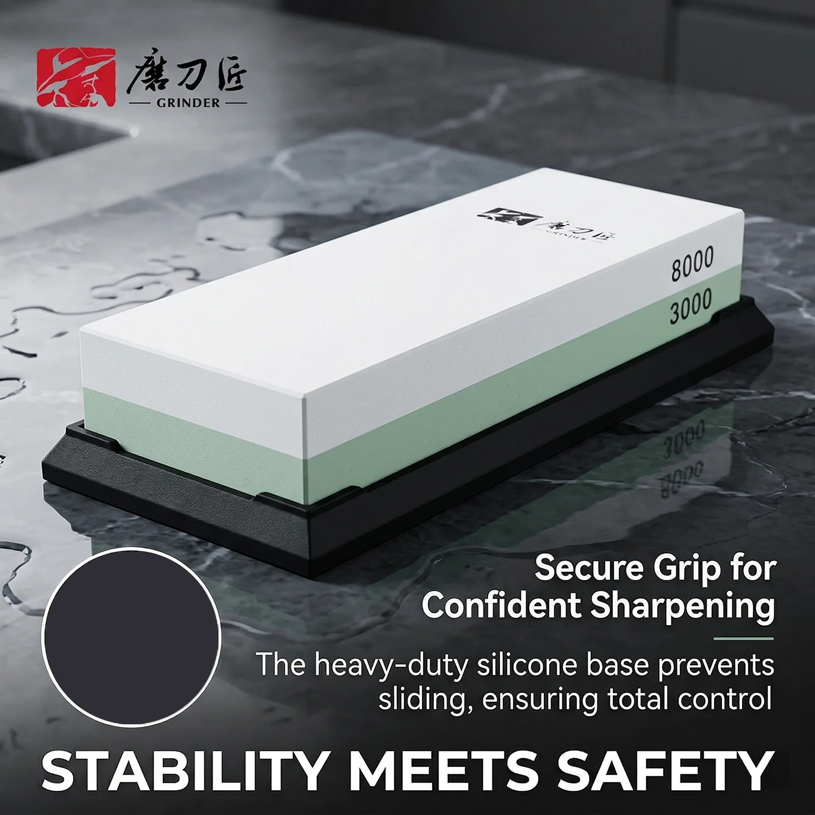 Corundum Double Side Sharpening Stone 8000/3000 Grit Whetstone 180x60x28mm 558g Professional Kitchen Knife Tool