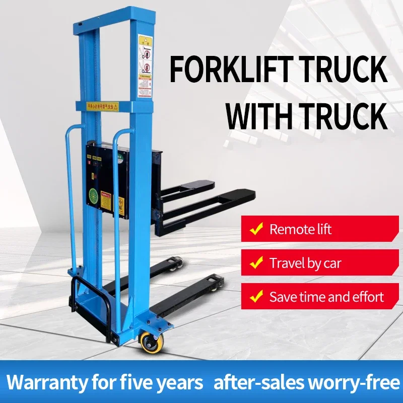 Electric Portable Forklift Small Hydraulic Handling Vehicle Loading and Unloading Driver Trolley Stacker Elevator