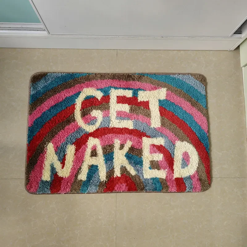 Rainbow Get Naked Bath Mat Soft Tufted Bathroom Rugs Bathtub Mat Entrance Doormat Living Room Apartment Home Decor Carpet