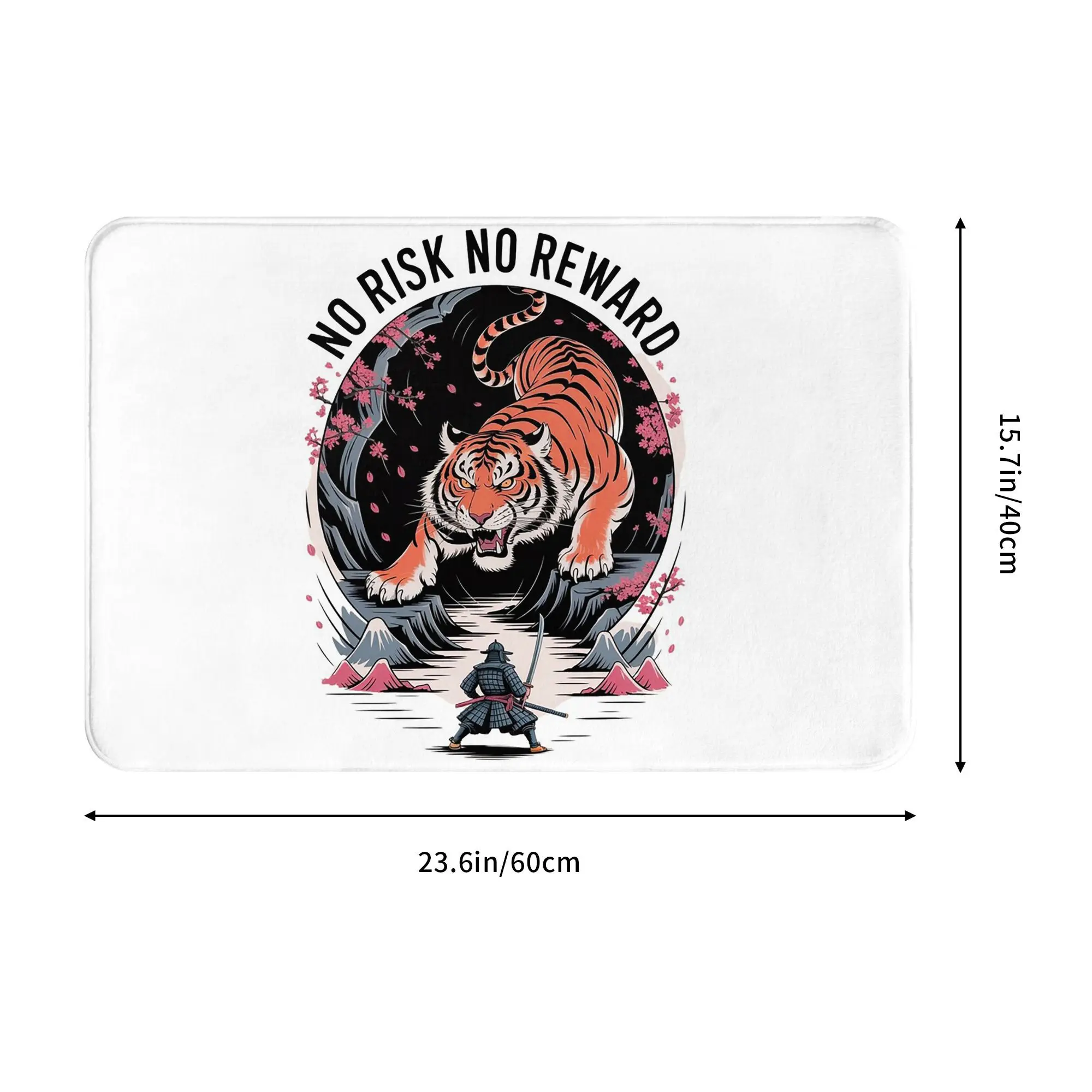No risk no reward Samurai Non-slip Doormat Floor Mat Absorbent Mat Carpet Rug for Kitchen Entrance Home Living room Footpad Mats