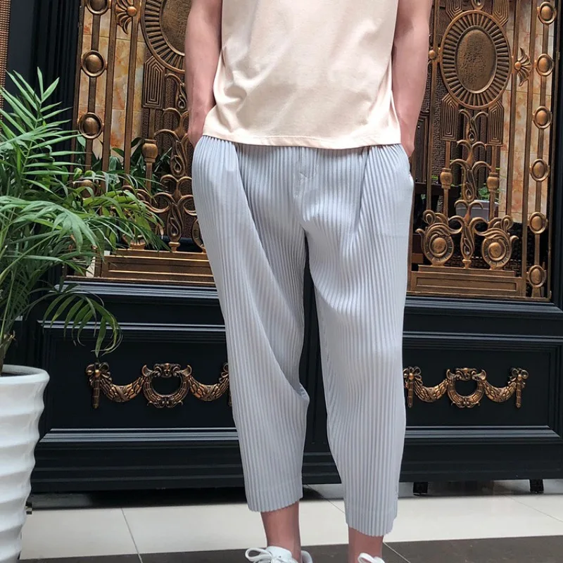 

Miyake Pleats Pant Men's Straight-legged Trousers Sports Casual Trousers 2025 Spring Pants New Pleats Slim Japanese Trousers Men