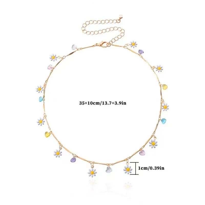 Flower Daisy Clavicle Chain Necklace for Women Girls Korean Style Sweet Short Choker Statement Wedding Bridal Jewelry Bracelet image 6