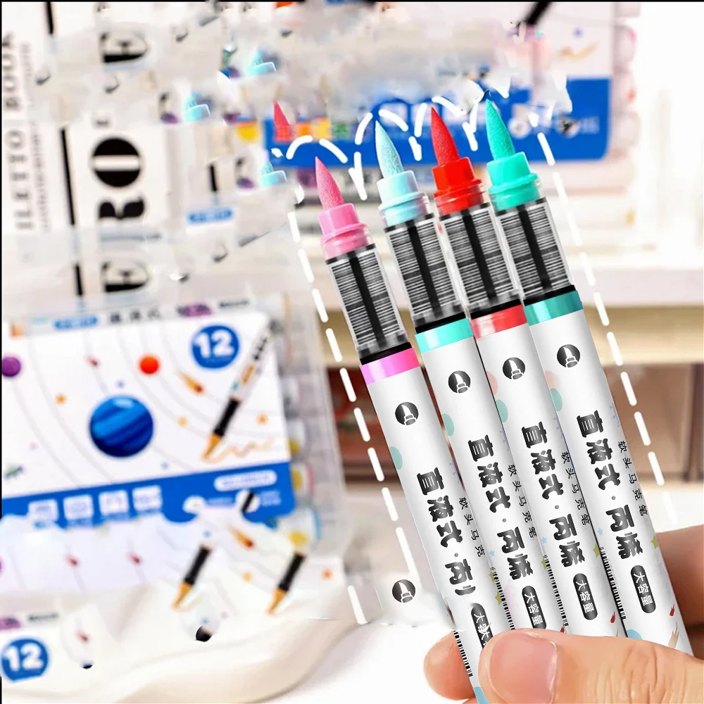 12/24/36/48 لونًا علامات فنية من الأكريليك Mrker نوع سائل مستقيم دائم لطلاء الرسم والقرطاسية الفنية واللوازم المدرسية.