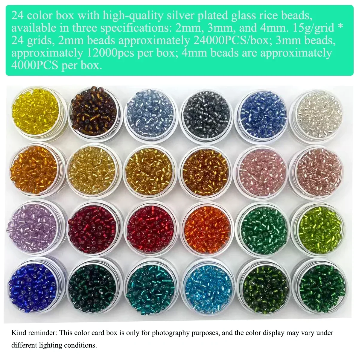 2/3/4mm silver coated glass rice beads Handmade DIY Hand String Hair Accessories Beads Cross stitch jewelry accessories material