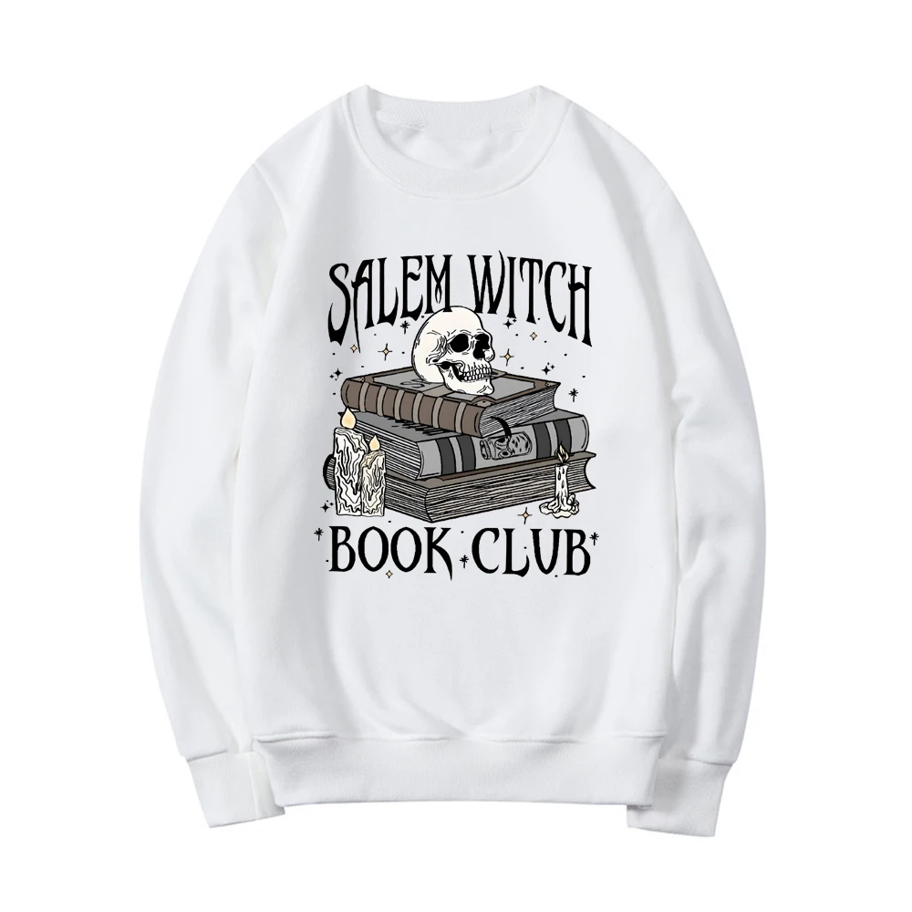 سالم الساحرة كتاب نادي البلوز مضحك هالوين هوديي كم طويل المرأة Crewneck بلوزات سعيد هالوين البلوز القمم