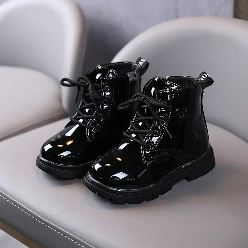 botas Boys Ankle Boots 2023Spring Autumn Children\'s Sneakers Girls\' Shoes Fashion Lacquer Leather Short Boots Kids Shoes ботинки