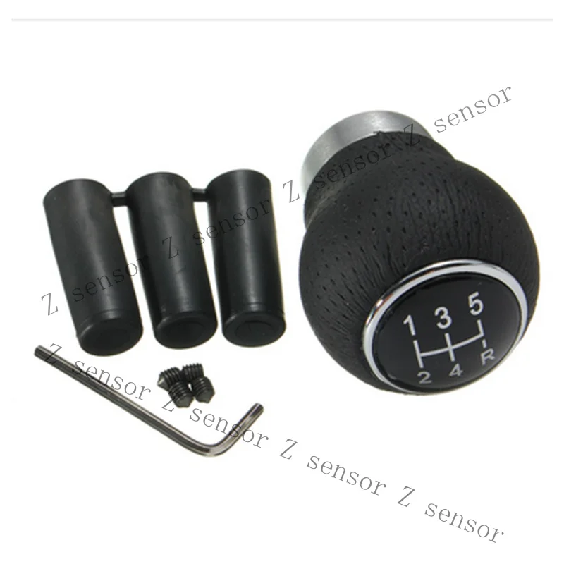 RRR+ Levier de vitesses manuel en aluminium pour voiture, pommeau de vitesse rond à 5 vitesses, kit en cuir