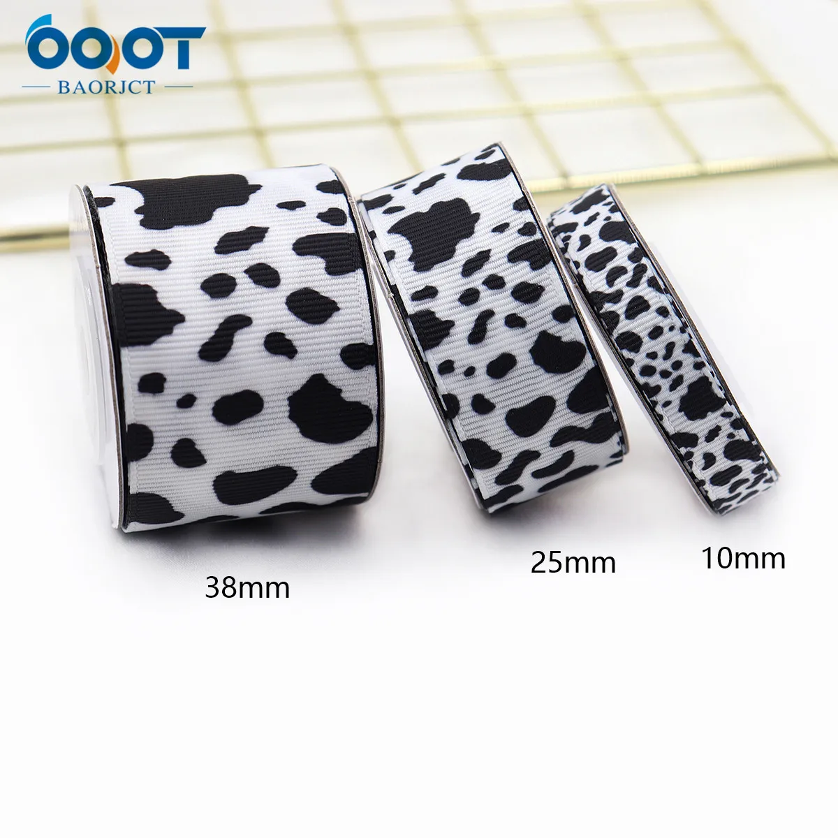 Cute Cow Pattern Decoration Bow-knot Grosgrain Ribbons,Multiple Sizes,22301-4 10Yards Bow Cap DIY Decorations