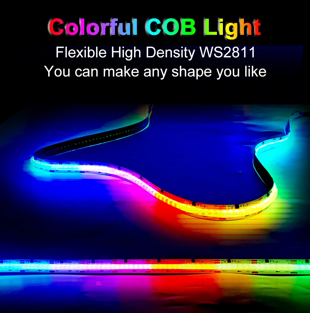 DC12/24V Smart RGB IC WS2811 COB LED Strip 720 LEDs/m High Density Flexible Dream Color FOB Light 12mm Individually Addressable