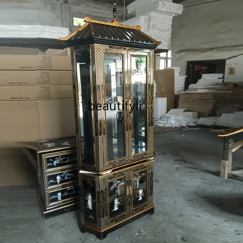 

Craft Antique Display Cabinet Artwork Book Storage Cabinet Glass Display Cabinet Ming Qing Classical Painted Furniture