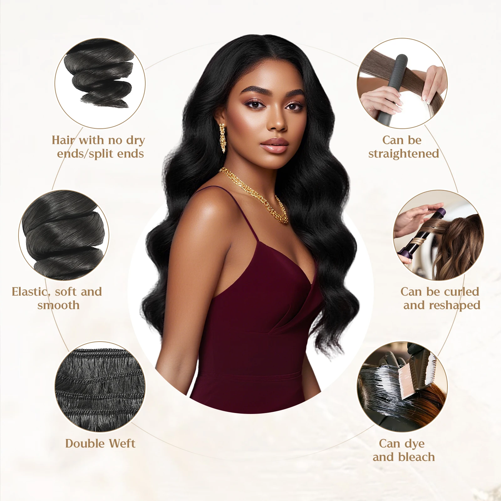 Wacur 12A حزمة موجة فضفاضة شعر بشري حقيقي مضفر تمديد 12-30 بوصة أسود طبيعي 100% عذراء شعر ريمي تمديد للمرأة