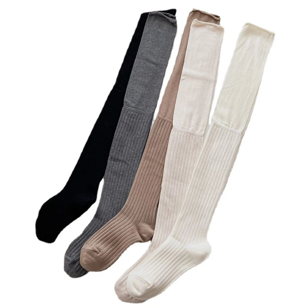 Calcetines térmicos de tubo alto para mujer, medias de empalme hasta la rodilla, estilo Preppy coreano, informal, Otoño e Invierno