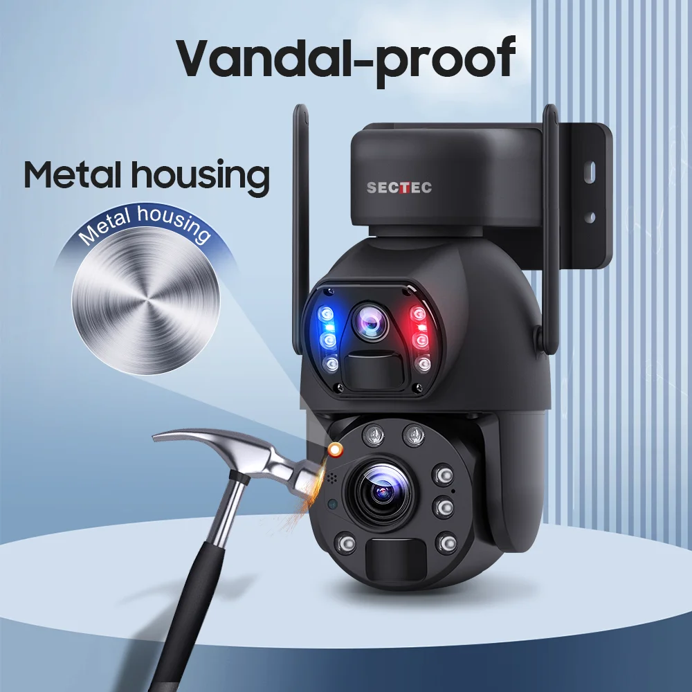 SECTEC New Arrival 24/7 8MP AOV Dual Lens Dual View 20X Zoom 4G Battery Security Solar 30W CCTV Camera Speed Dome PTZ Camera