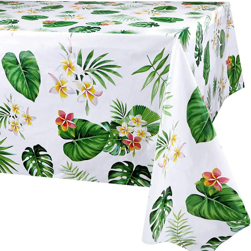 Hawaii Palm Leaves Disposable Tablecloth Tropical Rectangular Table Covers for Luau Summer Aloha Beach Birthday party Supplies