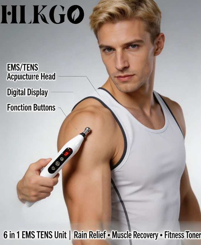 

Pain Relief and Muscle Recovery 6 in 1 EMS TENS Unit Electronic Acupuncture Pen Muscle Stimulator Fitness Toner