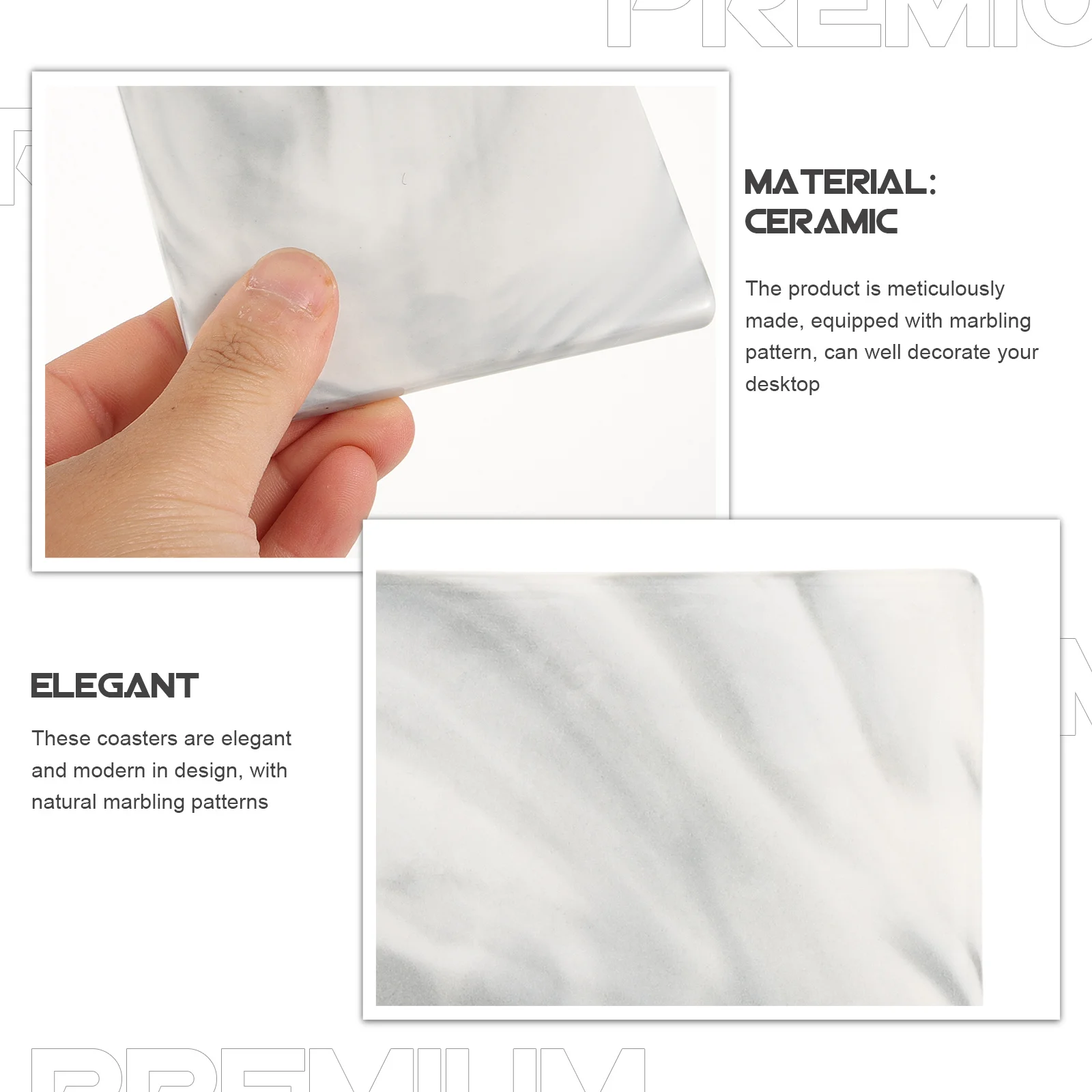 

4Pcs Marble Ceramic Coasters Sturdy Square Heat Resisting Cup Mats Wear Resistant Decorative Tabletop Pad for Parties