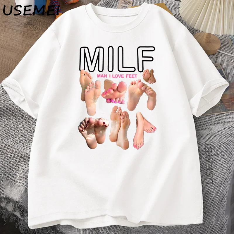 MILF Man I Love Feet Funny Graphic T-Shirt Men Cotton Short Sleeve O-Neck T Shirt Streetwear Harajuku Tee Men Clothes image 2