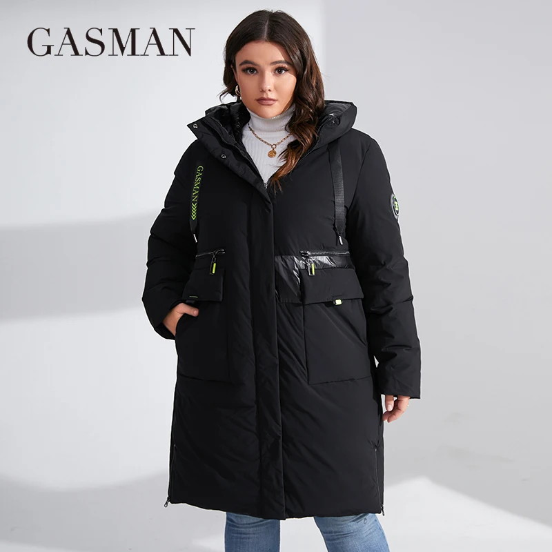 GASMAN 2023 Fashion brand new women's coat Women's winter jacket down parka warm outwear Female black patchwork thick jacket 020