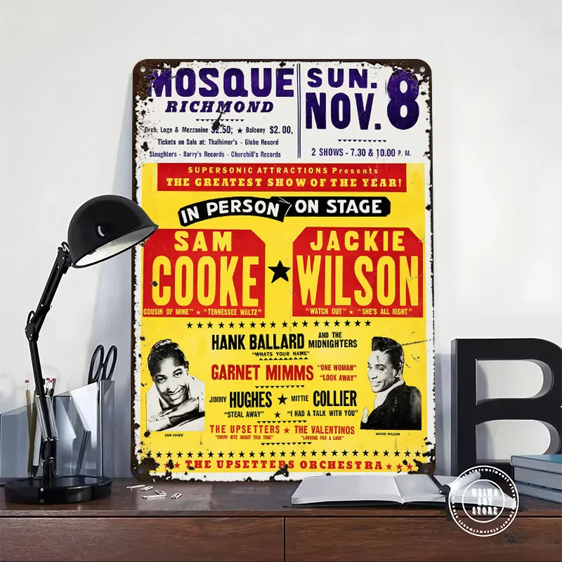 Sam Cooke & Jackie Wilson Concert Metal Poster Perfect Gift for Fans Lovers Customized Wall Art Metal Sign for Decoration Home